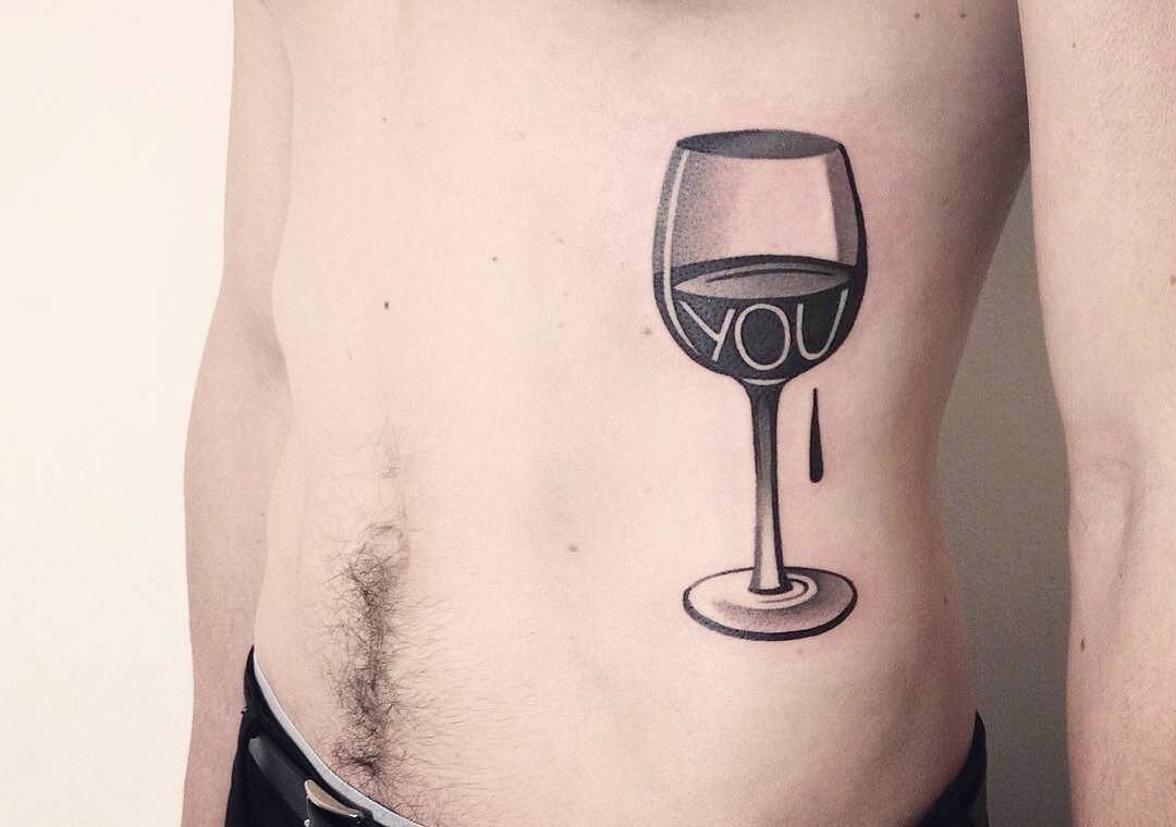 Wine glass missing you tattoo